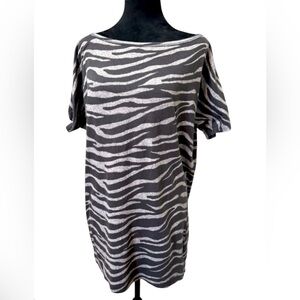 Moda International Cotton Zebra Print Tunic Top Festive Boho Chic Vibe size M